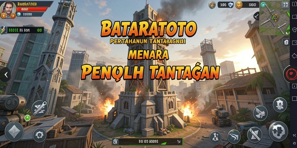 Tampilan skenario pertahanan menara dalam BATARATOTO yang menegangkan.