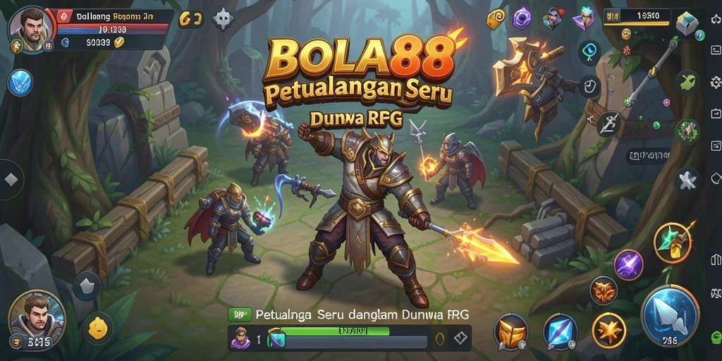 Tampilan gameplay seru BOLA88 saat menghadapi monster di dunia RPG.