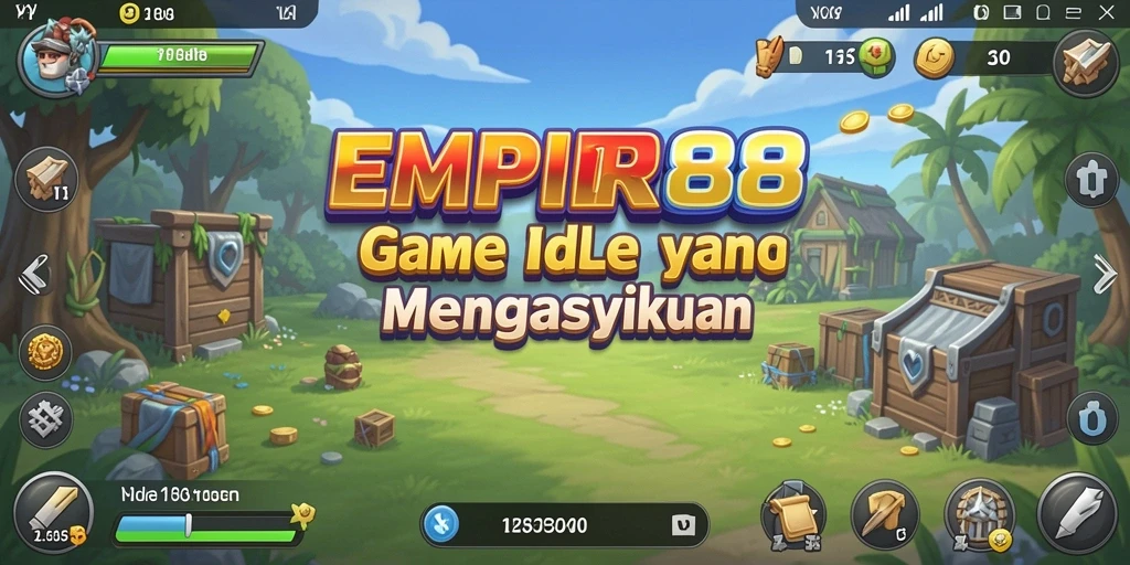 Screenshot gameplay EMPIRE88 menampilkan pahlawan bertarung dalam misi Idle.