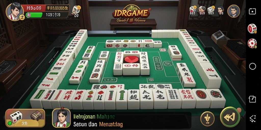 Tampilan gameplay menyenangkan dari IDRGAME dengan tingkat kesulitan Mahjong.