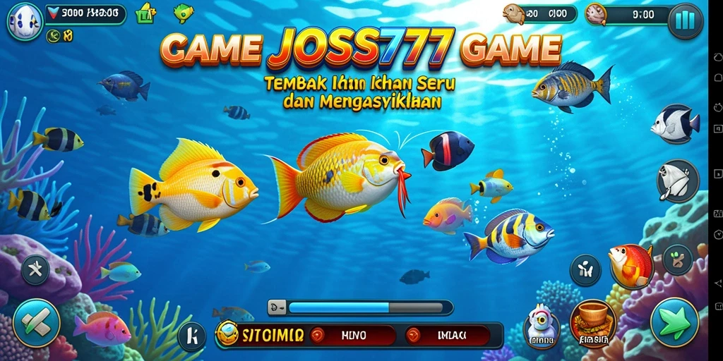 Gameplay seru saat menembak ikan di lautan biru.