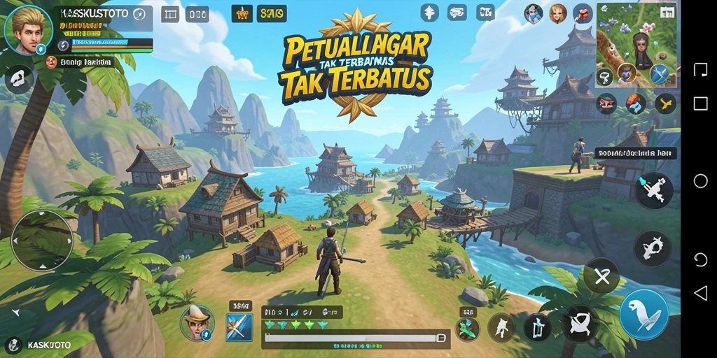 Screenshot gameplay penuh aksi dari KASKUSTOTO di dunia terbuka.