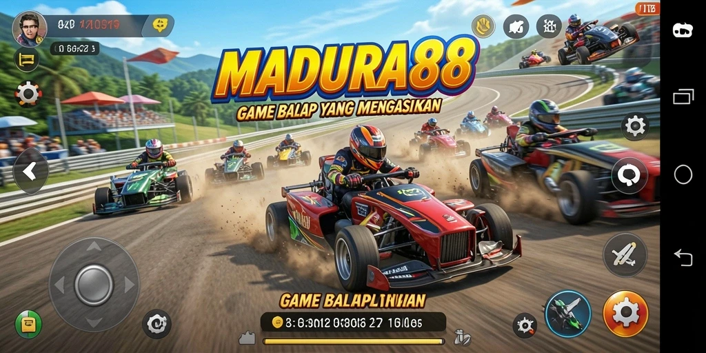 Tampilan menegangkan dari gameplay balapan di MADURA88.