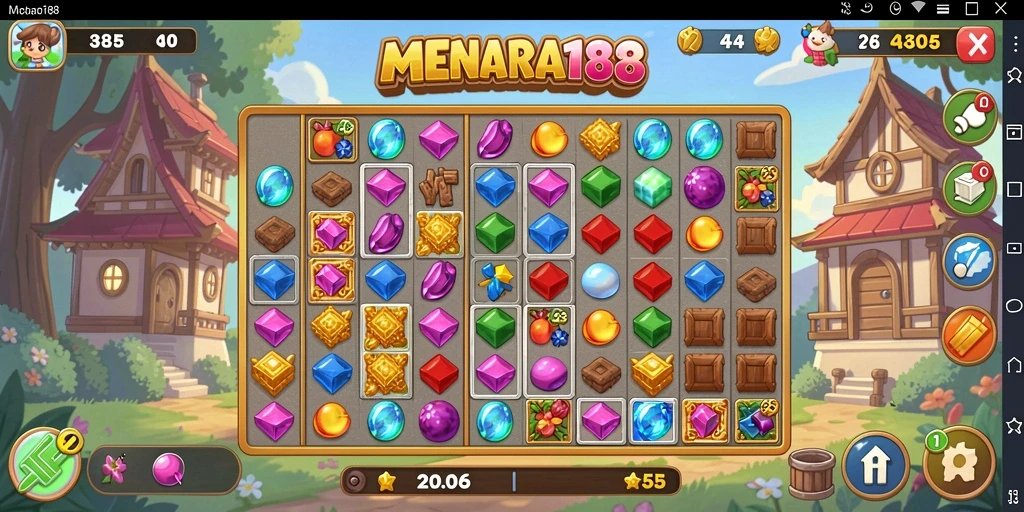 Screenshot gameplay MENARA188 yang menarik dalam genre Match-3.