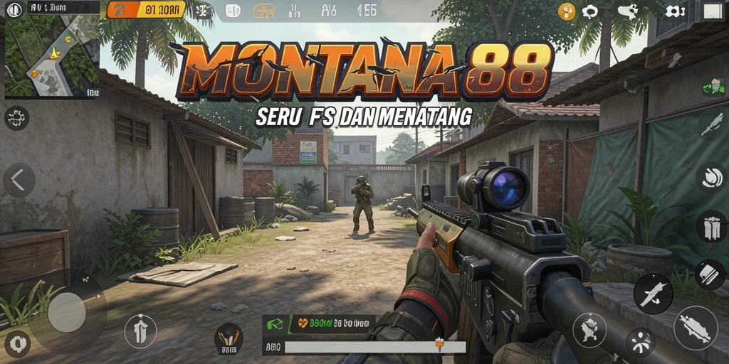 Screenshot MONTANA88 menampilkan aksi menembak yang intens.
