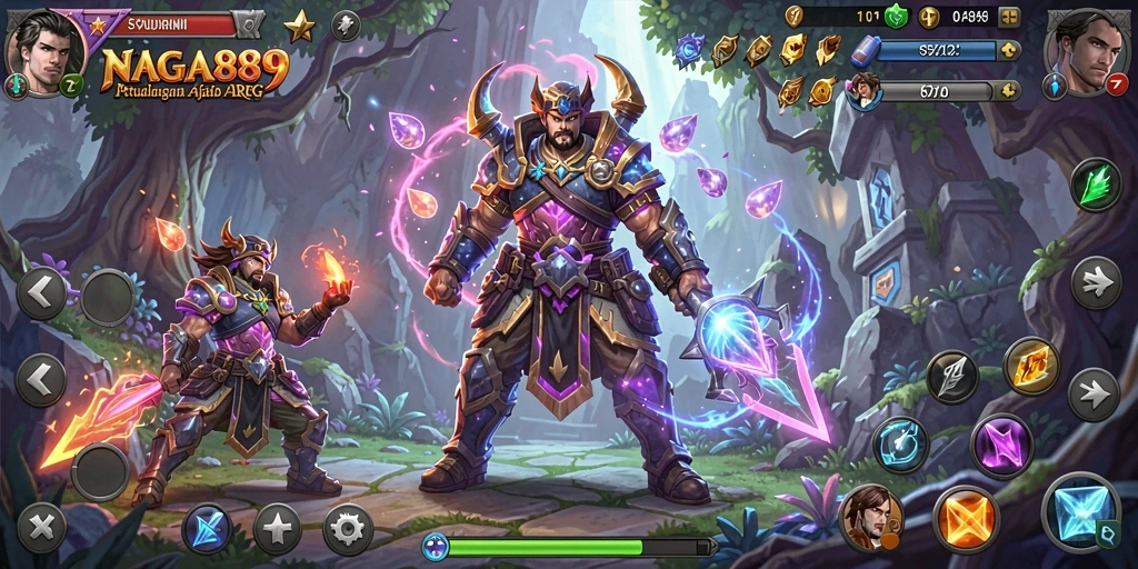 Screenshot gameplay NAGA889 yang menunjukkan pertarungan epik dan petualangan seru.