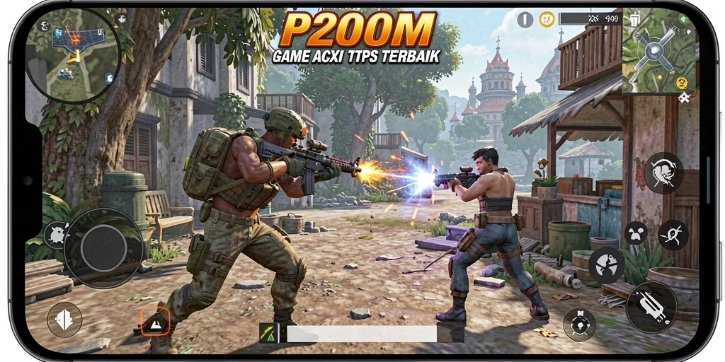 Tangkapan layar gameplay P200M menampilkan aksi menegangkan dalam misi TPS.