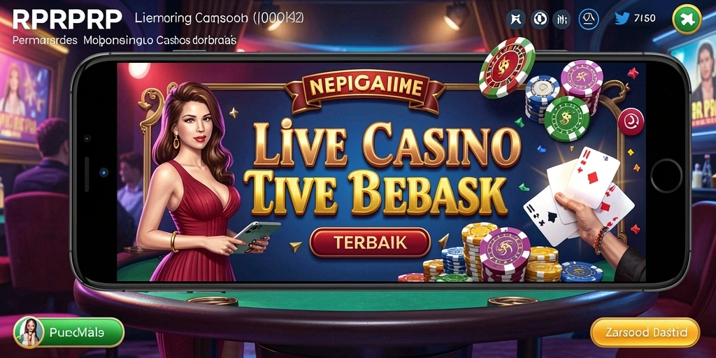 Screenshot gameplay RPRPRP menampilkan dealer cantik dalam aksi di meja roulette.