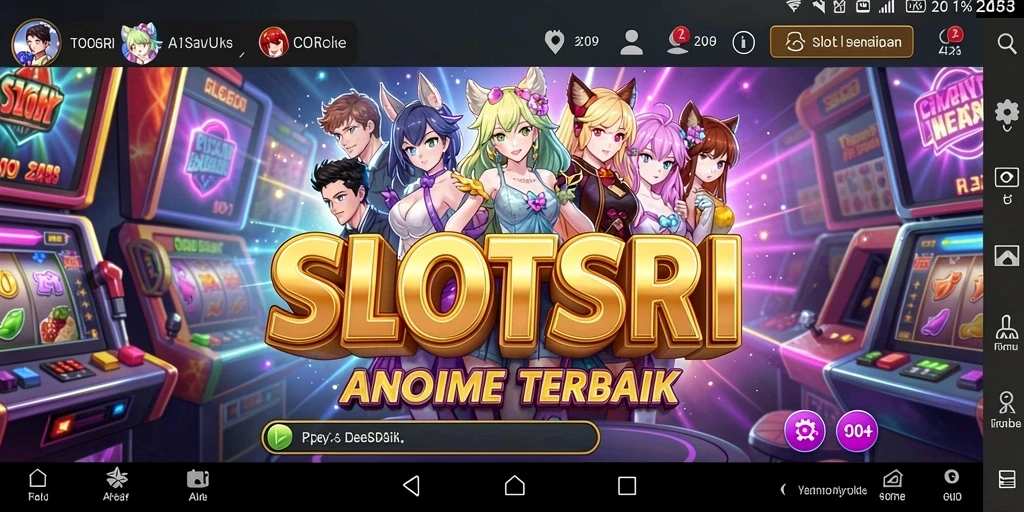 Screenshot gameplay SLOTSRI menampilkan karakter anime yang bercahaya.