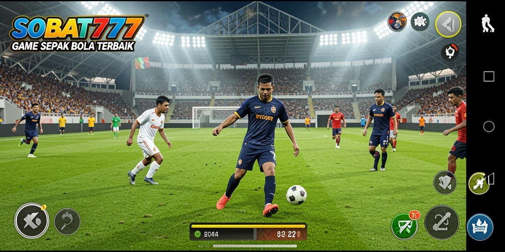 Tampilan gameplay yang seru dalam pertandingan sepak bola.