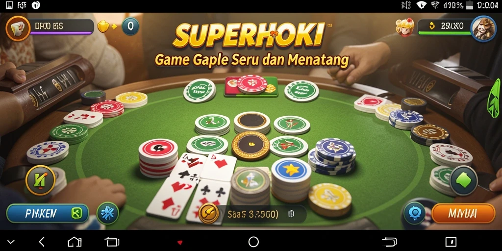 Tampilan screenshot SUPERHOKI menampilkan keseruan gameplay Gaple.