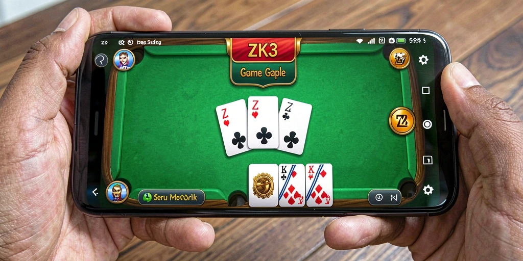 Tampilan gameplay Gaple yang seru dan interaktif di ZK3.